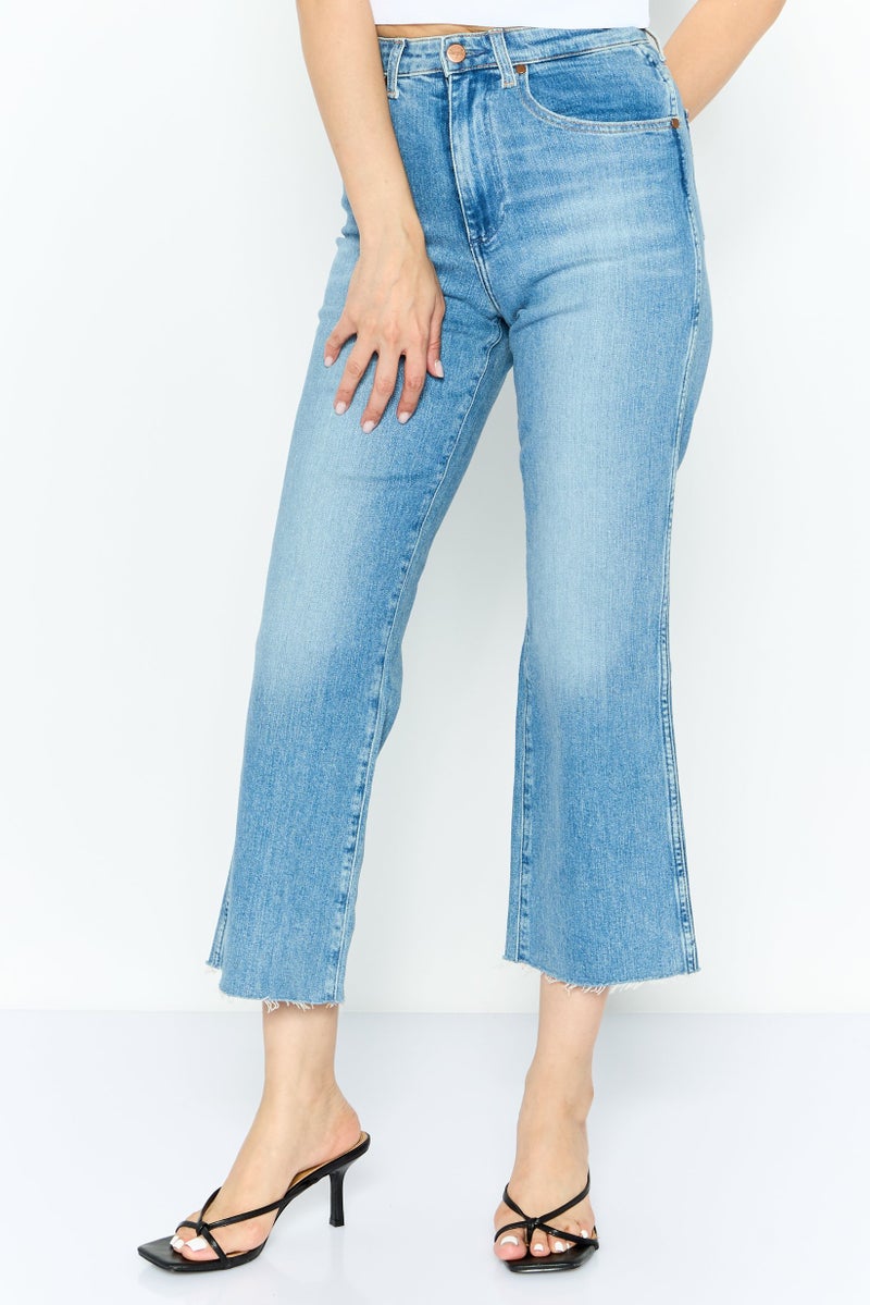 Wrangler Women Mom Fit Washed Stretchable Jeans, Blue - Image 1