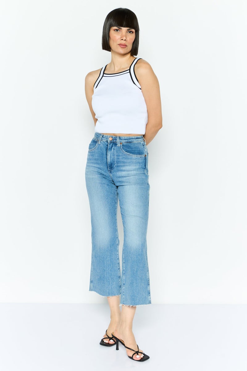 Wrangler Women Mom Fit Washed Stretchable Jeans, Blue - Image 4