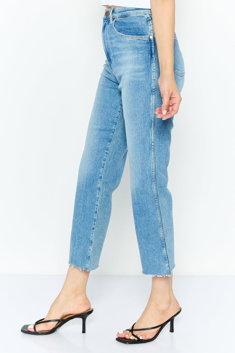 Wrangler Women Mom Fit Washed Stretchable Jeans, Blue - Image 2