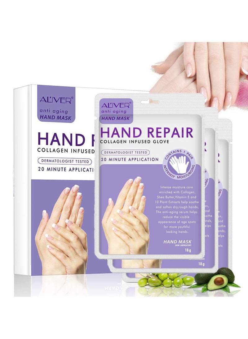 ALIVER 2 Pack Hand Mask Moisturizing Glove Hand Peel Mask Exfoliating Gloves, Hand Repair Glove for Dry Hands Treatment, Remove Dead Skin, Rough Skin 1 Pair - Image 1