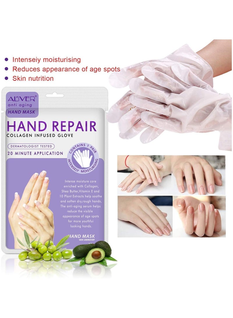 ALIVER 2 Pack Hand Mask Moisturizing Glove Hand Peel Mask Exfoliating Gloves, Hand Repair Glove for Dry Hands Treatment, Remove Dead Skin, Rough Skin 1 Pair - Image 3