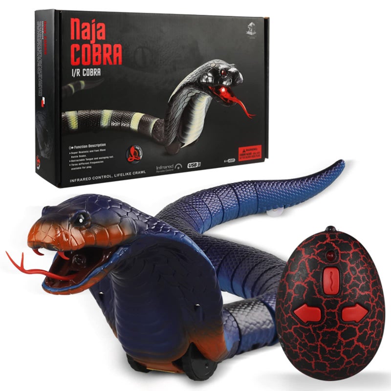 FauKait Remote Control Snake Toy RCRobot Electric Snake Toy Fast Moving of Fake Rattlesnake Christmas Halloween Toys Party Favor Gifts Joke Prank for Kids BoysBlue - Image 2