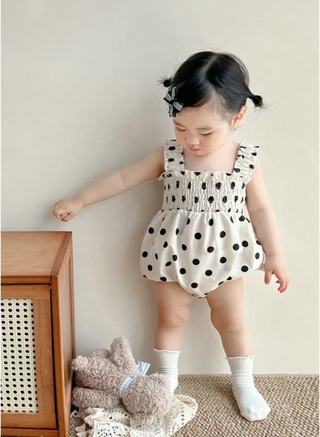 Noor&Star `Baby Girl Dot Print Romper | 95% Cotton Sleeveless Bodysuit | Breathable Summer Outfit 0-24M (59-100cm)` - Image 3