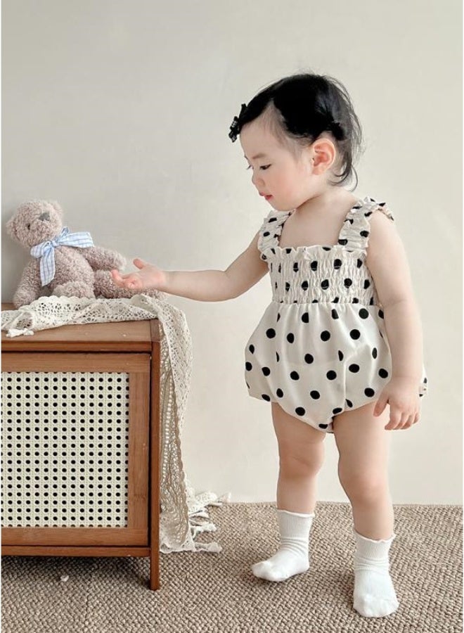Noor&Star `Baby Girl Dot Print Romper | 95% Cotton Sleeveless Bodysuit | Breathable Summer Outfit 0-24M (59-100cm)` - Image 4