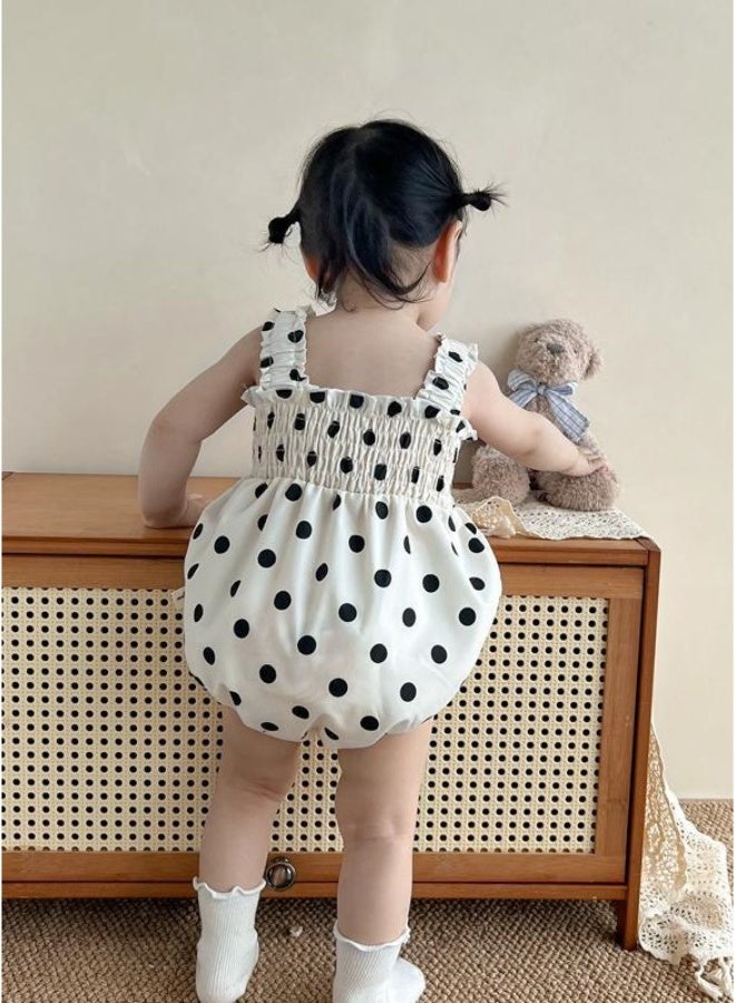 Noor&Star `Baby Girl Dot Print Romper | 95% Cotton Sleeveless Bodysuit | Breathable Summer Outfit 0-24M (59-100cm)` - Image 5