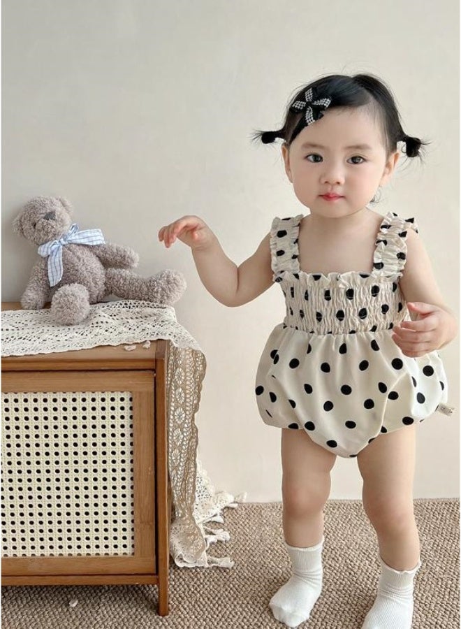 Noor&Star `Baby Girl Dot Print Romper | 95% Cotton Sleeveless Bodysuit | Breathable Summer Outfit 0-24M (59-100cm)` - Image 2