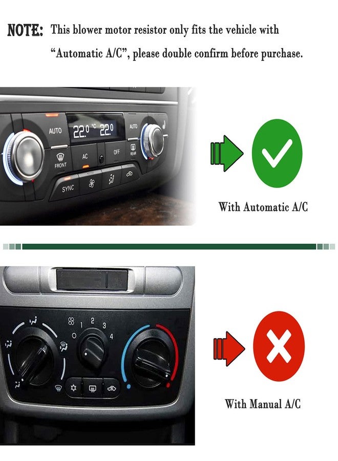 YHTAUTO مقاومة محرك مروحة سخان مكيف الهواء من YHTAUTO متوافقة مع نيسان ألتيما (موديلات 2002-2006)، وماكسيما (موديلات 2000-2008)، وإنفينيتي I30 (موديلات 2000-2001)، وI35 (موديلات 2002-2004). مناسبة للموديلات ذات التحكم التلقائي في مكيف الهواء، وغير مناسبة للموديلات ذات التحكم اليدوي في مكيف الهواء. - Image 2