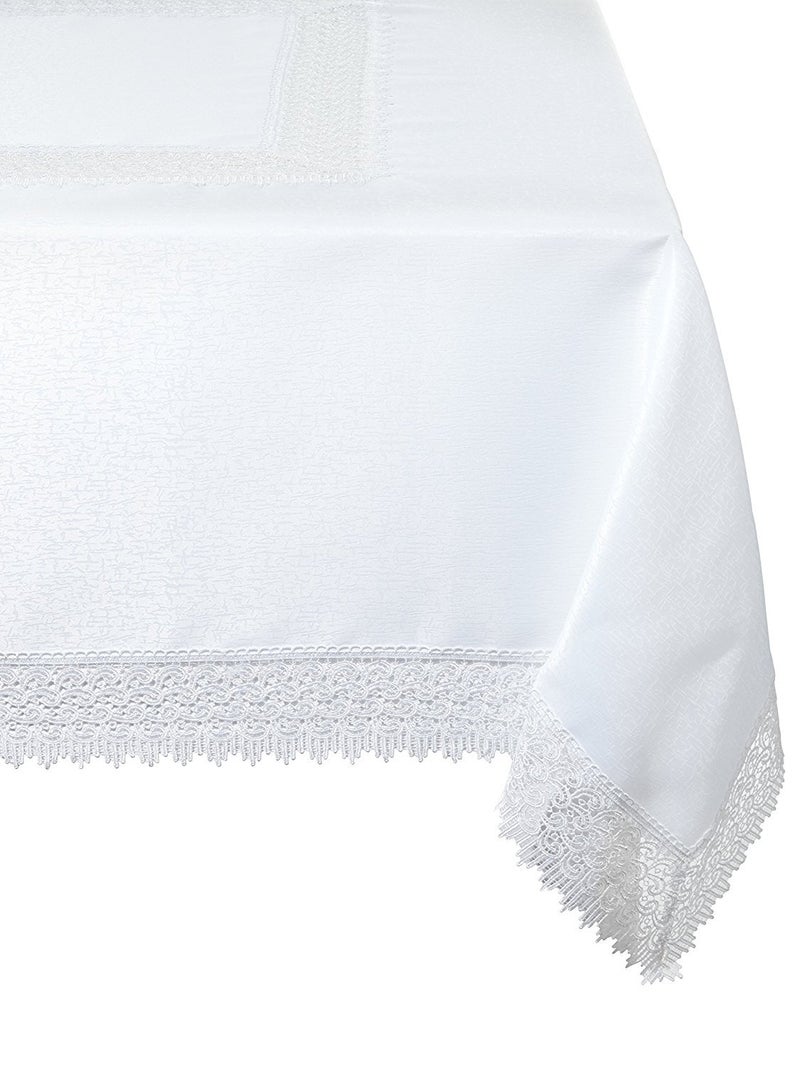 Violet Linen Treasure Lace Tablecloth White 70" by 88" Oblong/Rectangle - Image 5