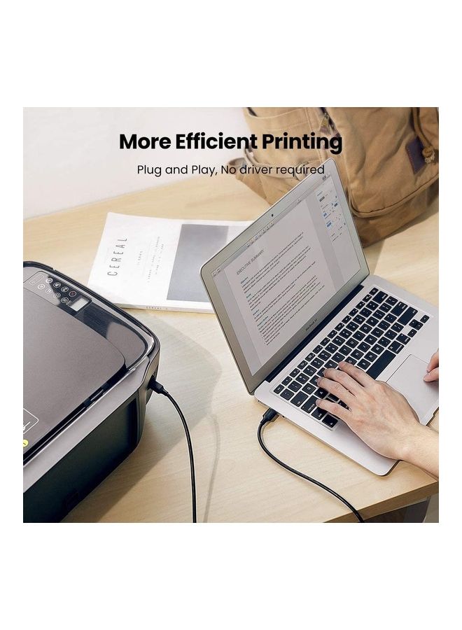 يو جرين كابل طابعة وماسح ضوئي بمنفذ USB 2.0  من Type A ذكر إلى Type B ذكر أسود - Image 3