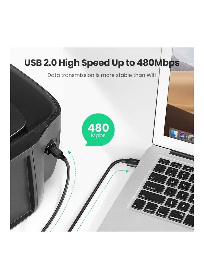 يو جرين كابل طابعة وماسح ضوئي بمنفذ USB 2.0  من Type A ذكر إلى Type B ذكر أسود - Image 4