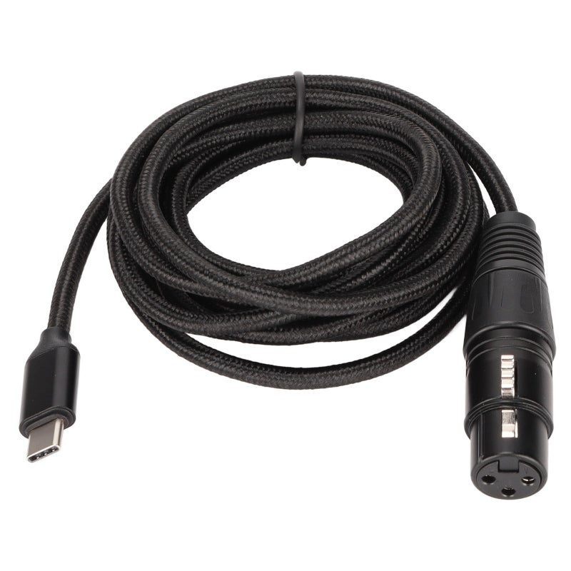 كابل USB C إلى XLR أنثى بطول 2 متر 6.6 قدم 24AWG نحاس خالٍ من الأكسجين عالي الدقة - كابل ميكروفون بمعدل عينات 48 كيلوهرتز مع شريحة مدمجة عالية الجودة للتسجيل على المسرح وفي الاستوديو - Image 2