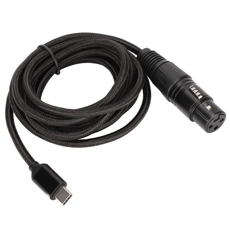 كابل USB C إلى XLR أنثى بطول 2 متر 6.6 قدم 24AWG نحاس خالٍ من الأكسجين عالي الدقة - كابل ميكروفون بمعدل عينات 48 كيلوهرتز مع شريحة مدمجة عالية الجودة للتسجيل على المسرح وفي الاستوديو - Image 1