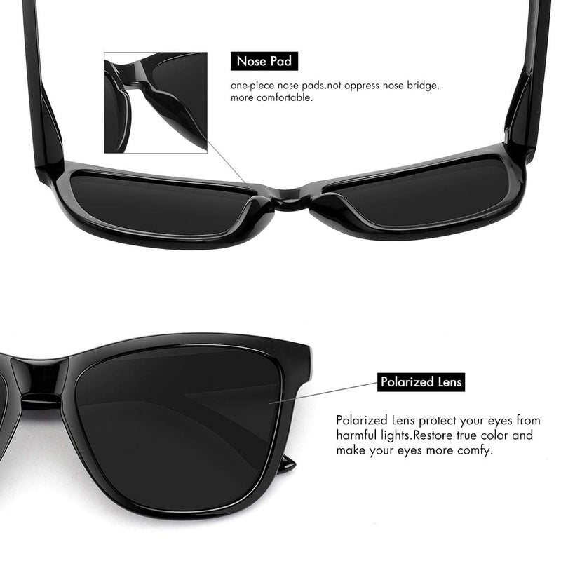 MEETSUN Polarized Sunglasses for Women Men Classic Retro Designer Style (Black, 54) - Image 5