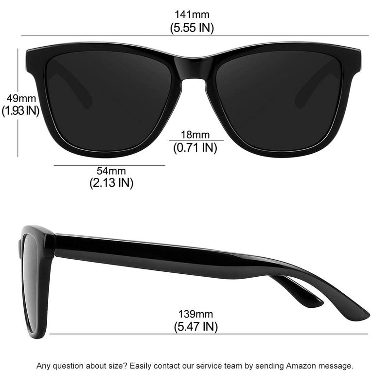 MEETSUN Polarized Sunglasses for Women Men Classic Retro Designer Style (Black, 54) - Image 4