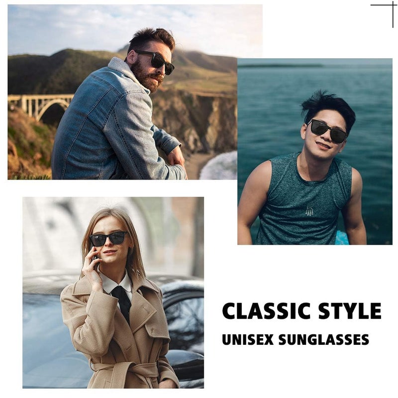 MEETSUN Polarized Sunglasses for Women Men Classic Retro Designer Style (Black, 54) - Image 2