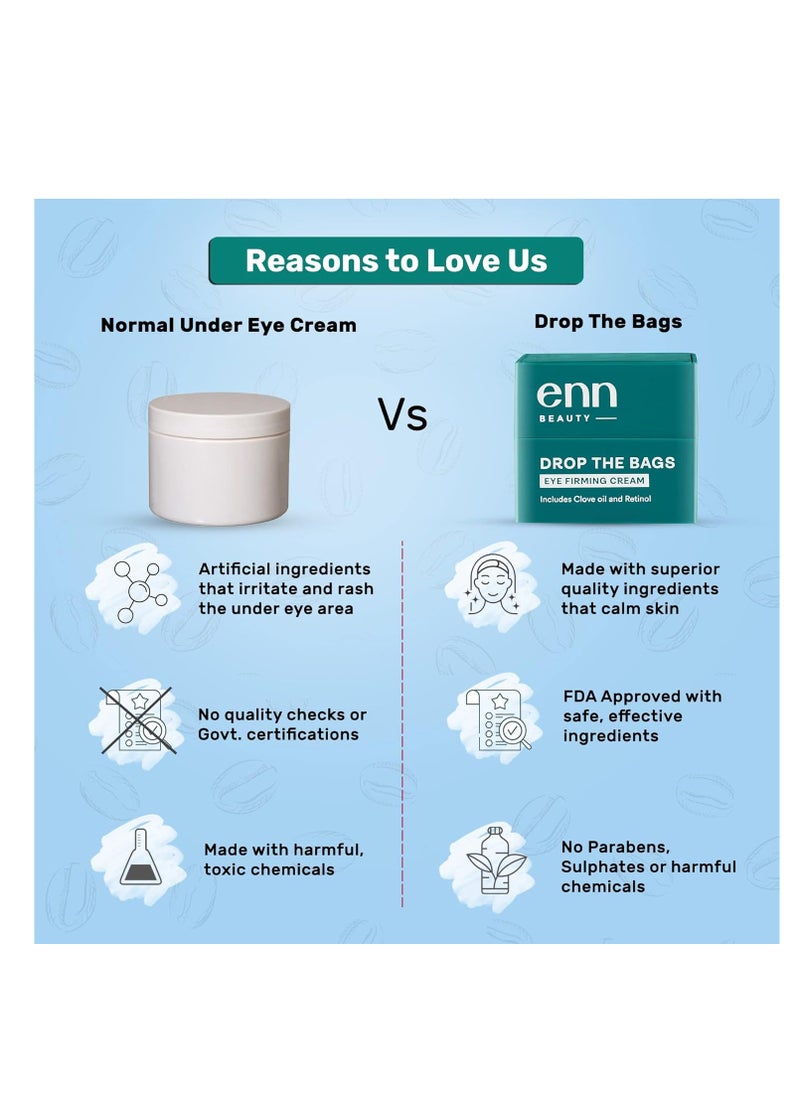 ENN - ENN Drop The Bags Eye Firming Cream  Retinol under eye cream  Wrinkles and Fine Line Removal Natural For Men and Women 7gm - Image 1