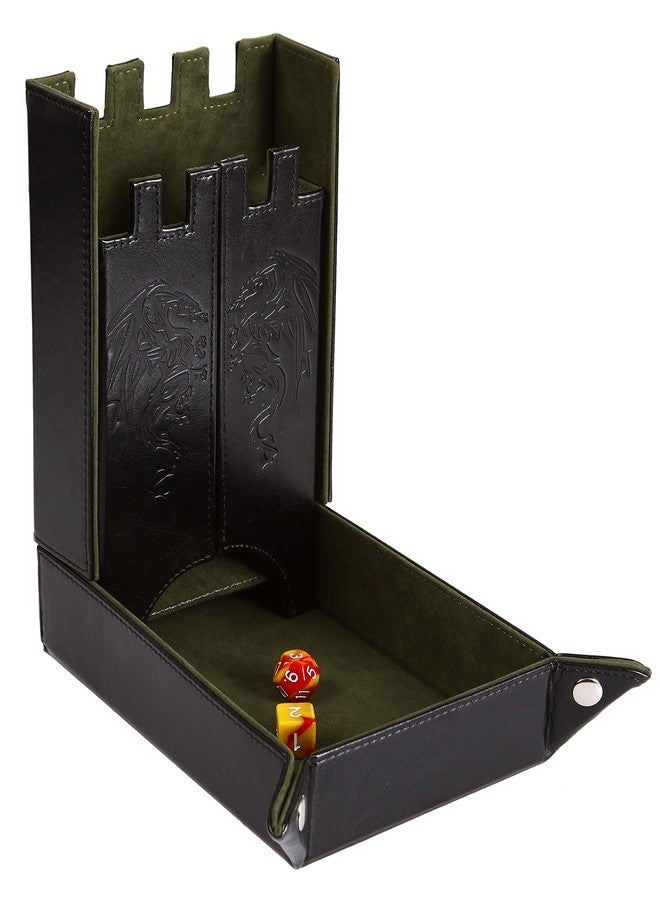Forged Dice Co. Draco Castle Foldable Dice Tray and Dice Tower - Foldable DND Dice Tray and Dice Rolling Tray Tower - Perfect for Dungeons and Dragons RPG and Tabletop Gaming - Green - Image 1