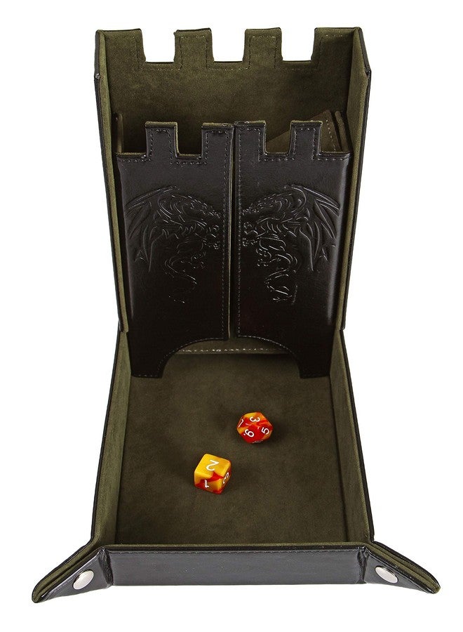 Forged Dice Co. Draco Castle Foldable Dice Tray and Dice Tower - Foldable DND Dice Tray and Dice Rolling Tray Tower - Perfect for Dungeons and Dragons RPG and Tabletop Gaming - Green - Image 2