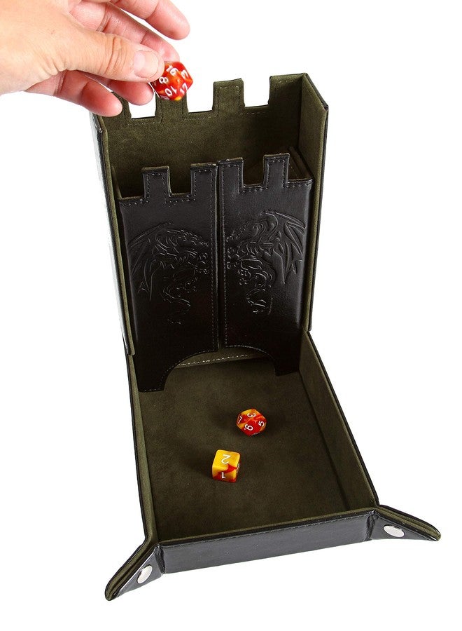Forged Dice Co. Draco Castle Foldable Dice Tray and Dice Tower - Foldable DND Dice Tray and Dice Rolling Tray Tower - Perfect for Dungeons and Dragons RPG and Tabletop Gaming - Green - Image 4