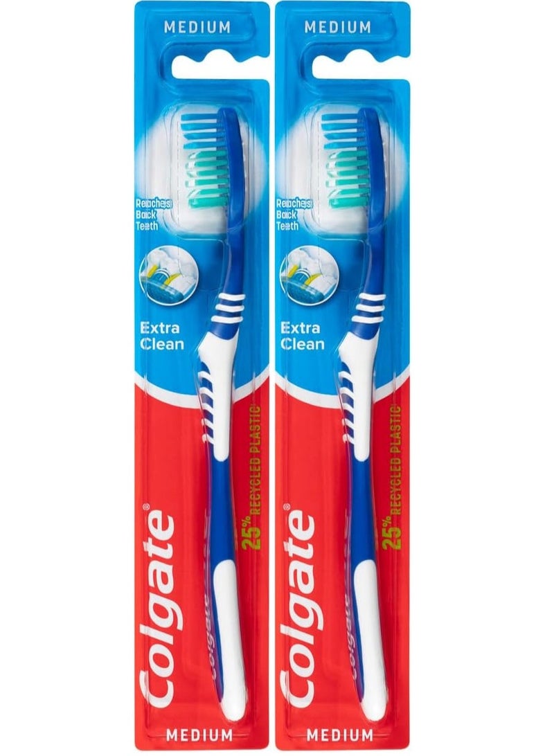 كولجيت عبوتين كولجيت اكسترا كلين فرشاة أسنان وسط - Image 1