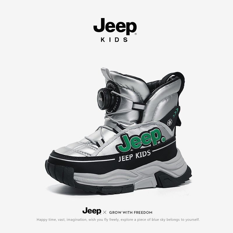 Jeep Children'S Snow Boots Winter New Style Fleece-Lined Thickened Cotton Shoes Baby Boots Boys' Furry Shoes - Image 1