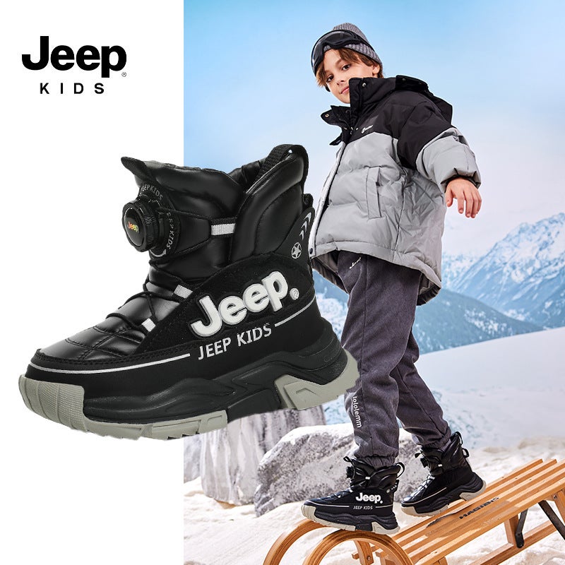 Jeep Children'S Snow Boots Winter New Style Fleece-Lined Thickened Cotton Shoes Baby Boots Boys' Furry Shoes - Image 2