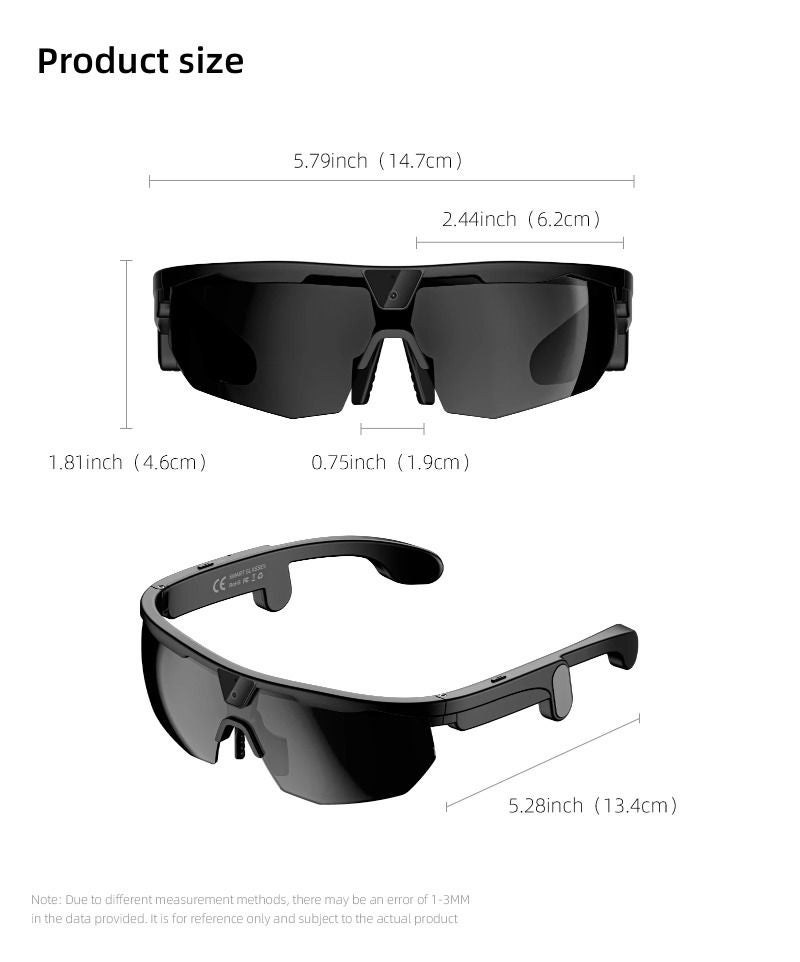 لقمات إلكترونيات Lokmat W640 Outdoor Sports Smart Glasses, 8MP HD Camera, 4K Video, Multilingual Voice Assistant, Black - Image 3