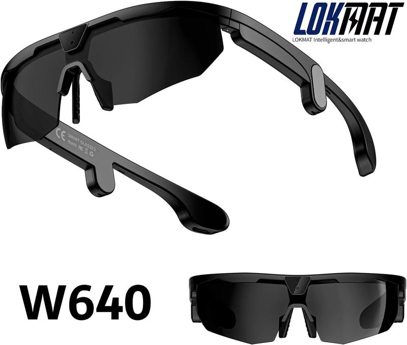 لقمات إلكترونيات Lokmat W640 Outdoor Sports Smart Glasses, 8MP HD Camera, 4K Video, Multilingual Voice Assistant, Black - Image 2