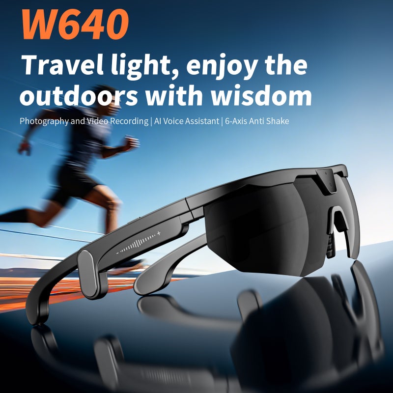لقمات إلكترونيات Lokmat W640 Outdoor Sports Smart Glasses, 8MP HD Camera, 4K Video, Multilingual Voice Assistant, Black - Image 4