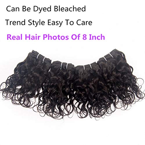 cocolove Brazilian Curly Human Hair Weave 4 Bundles Italian Curl 8 inch 50g 10A Grade Raw 100 Unprocessed Virgin Brazilian Human Hair Remy Hair Extensions Short Curly Wet And Wavy Cheap Natural Black Color - Image 3