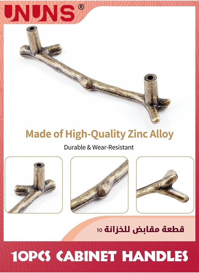 UNUNS - Cabinet Handles,10 Pack Twig Branch Drawer Handles,Zinc Alloy Farmhouse Cupboard Handles,Rustic Drawer Pulls Decorative Dresser Handles - Image 1