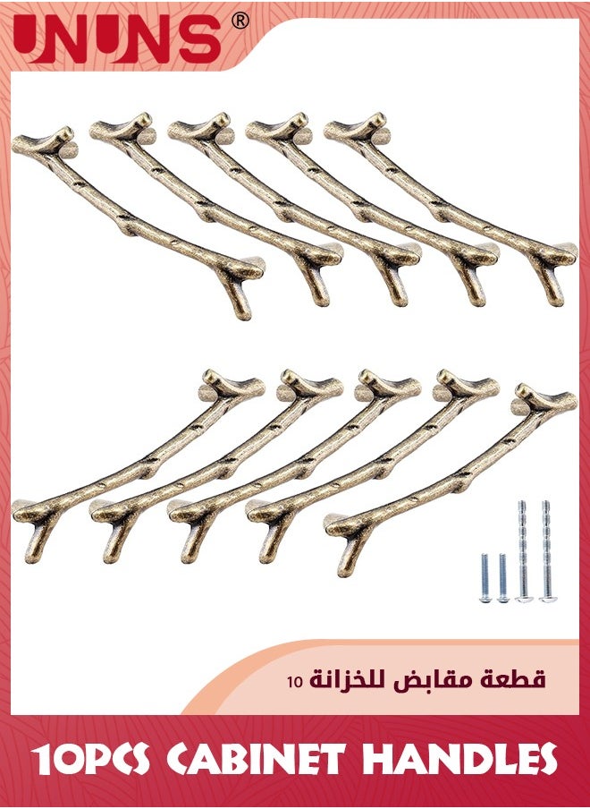 UNUNS - Cabinet Handles,10 Pack Twig Branch Drawer Handles,Zinc Alloy Farmhouse Cupboard Handles,Rustic Drawer Pulls Decorative Dresser Handles - Image 1