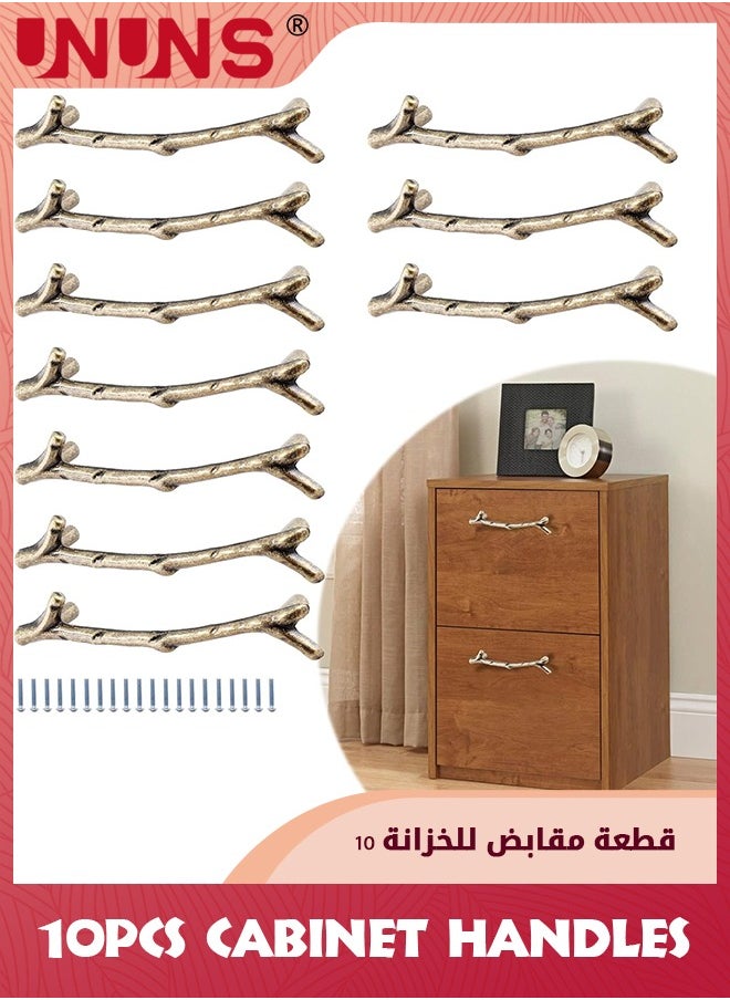 UNUNS - Cabinet Handles,10 Pack Twig Branch Drawer Handles,Zinc Alloy Farmhouse Cupboard Handles,Rustic Drawer Pulls Decorative Dresser Handles - Image 1