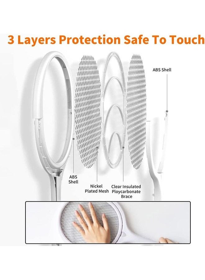 DMG Electric Fly Swatter  5 in1 Rotatable Indoor Bug Zapper Racket USB-C Rechargeable Mosquito Killer 3500V High-Voltage Mosquito Zapper with UV Light Standing Base and Wall Mount