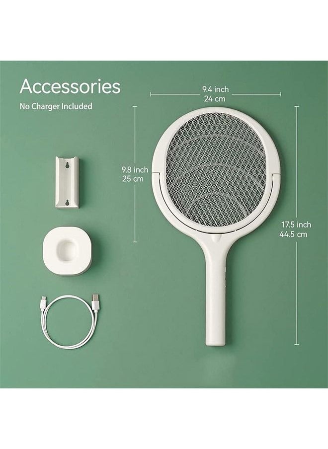 DMG Electric Fly Swatter  5 in1 Rotatable Indoor Bug Zapper Racket USB-C Rechargeable Mosquito Killer 3500V High-Voltage Mosquito Zapper with UV Light Standing Base and Wall Mount
