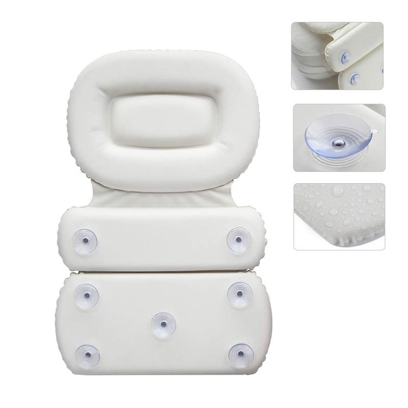 cheekyglo Spa Bath Pillow Bathtub Pillow Rest Cushion for Tub Neck and Back Support (White) - Image 5