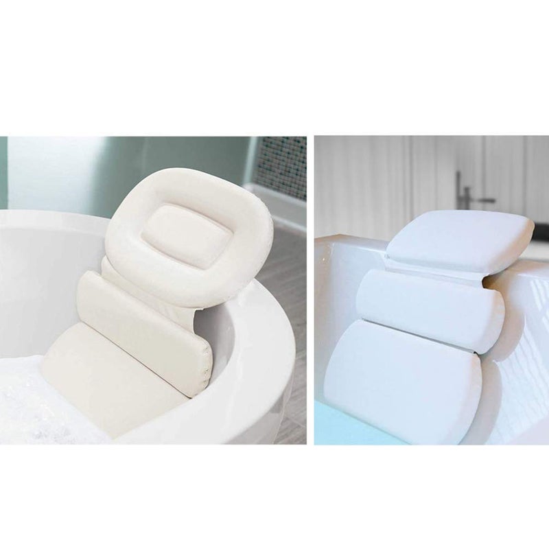 cheekyglo Spa Bath Pillow Bathtub Pillow Rest Cushion for Tub Neck and Back Support (White) - Image 2