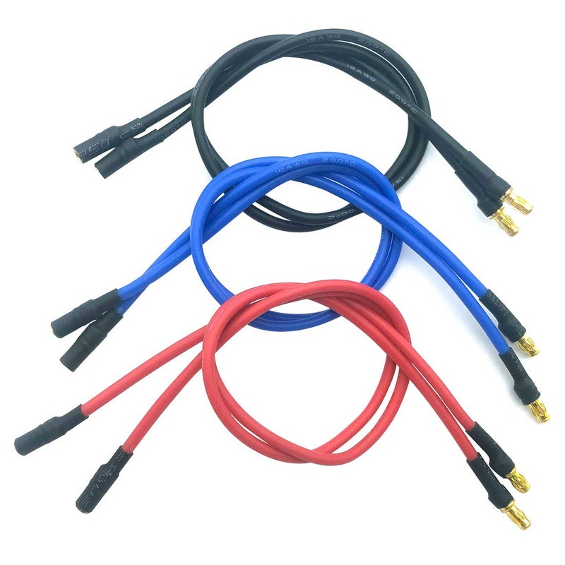 Nuofan 6pcs 35mm Banana Gold Bullet Connector Extension Cable RC Brushless Motor ESC Extension Cable Wire RC Carb Parts 16AWG 30CM - Image 3