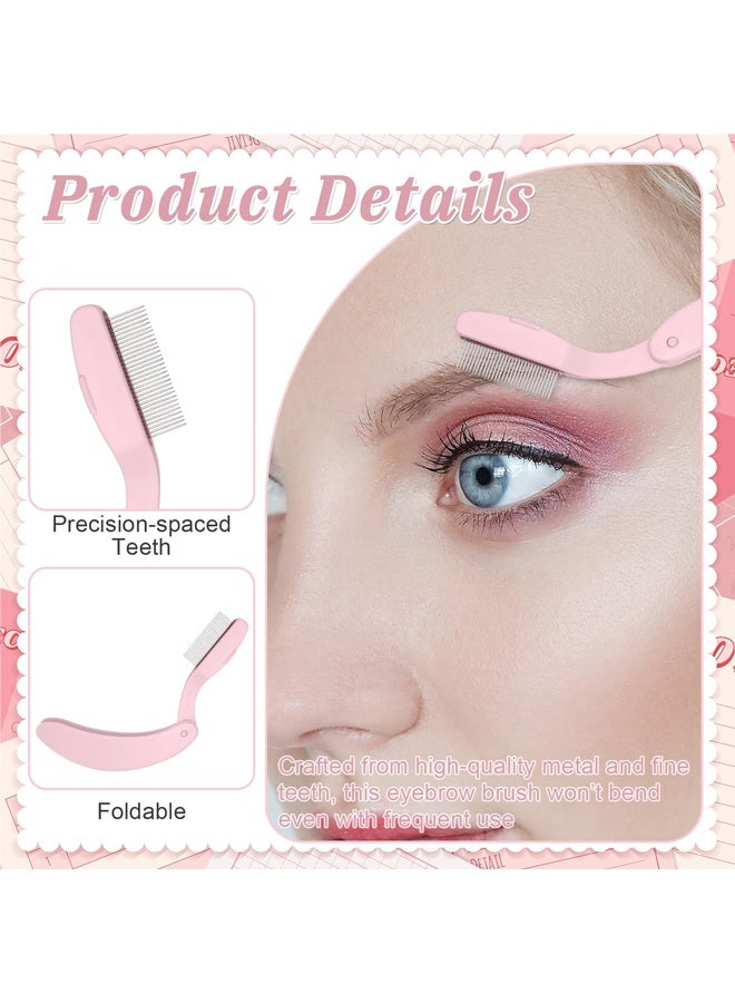 2Pcs Folding Eyelash Comb Separator, Mascara Application Tool, Black & Pink - Image 2