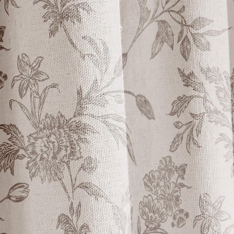 WOUVMA Vintage Farmhouse Shower Curtain for Bathroom Grey Shower Curtain Floral Cotton Linen 72" W x 72" L - Image 4