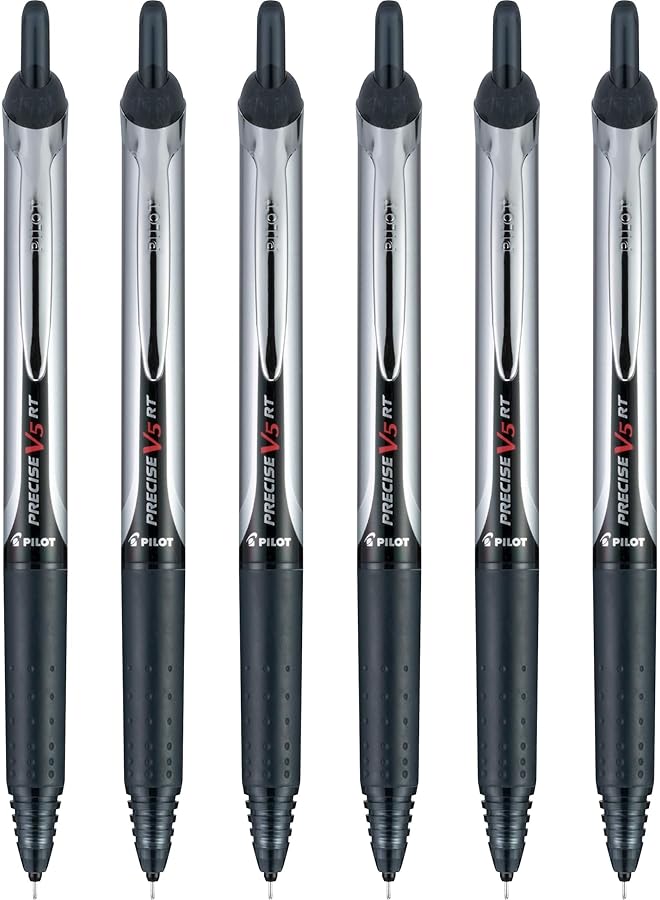 PILOT Precise V5 Rt Refillable And Retractable Liquid Ink Rolling Ball Pens Extra Fine Point 0.5Mm Black Ink 6 Pack 13613 - Image 1
