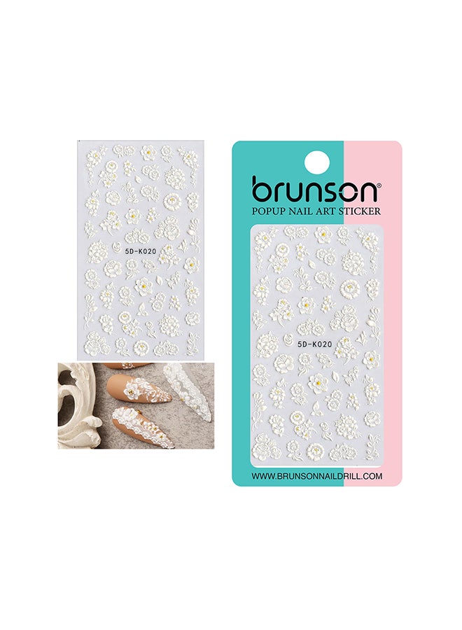 brunson ملصقات زهور 5D رائعة ذاتية اللصق لتزيين الأظافر 5D-k020