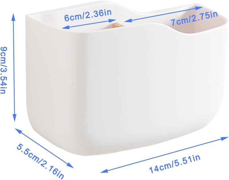 SUNFICON Adhesive Remote Control Holder Wall Mount Media Player Controller Holder Universal TV Remote Organizer Caddy Box Tray Easy Phone Charging Home Office Desk Nightstand White - Image 3