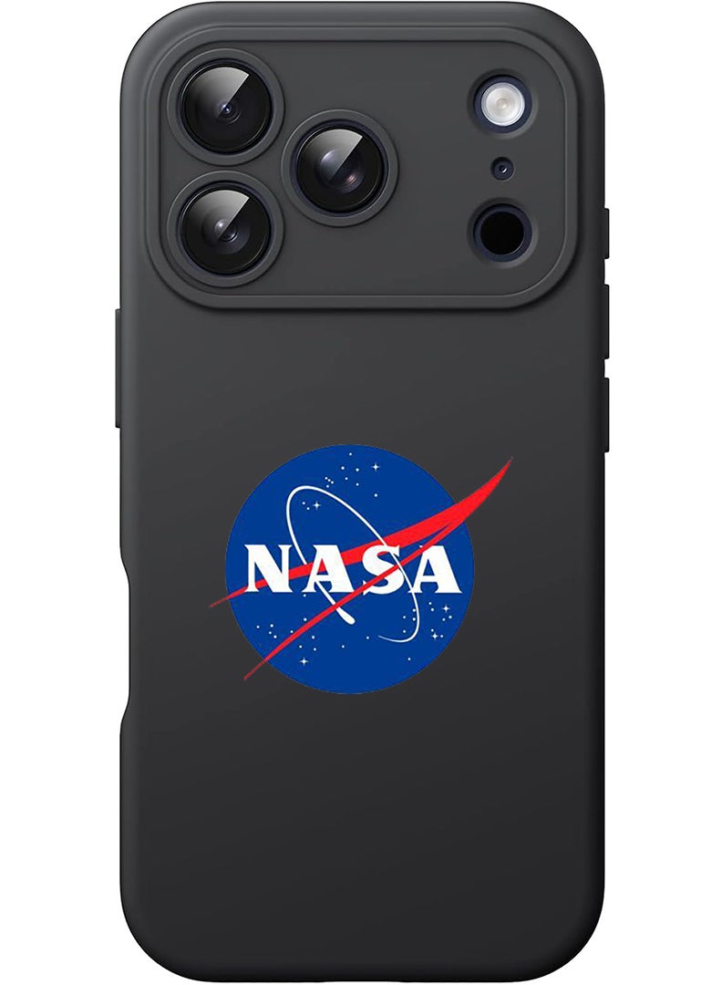 Theodor Protective Slim Fit Case Liquid Silicone Cover with Full Body Protection Anti-Scratch Shockproof Case For Apple iPhone 17 Pro Max (Black) Nasa CLassic - Image 1