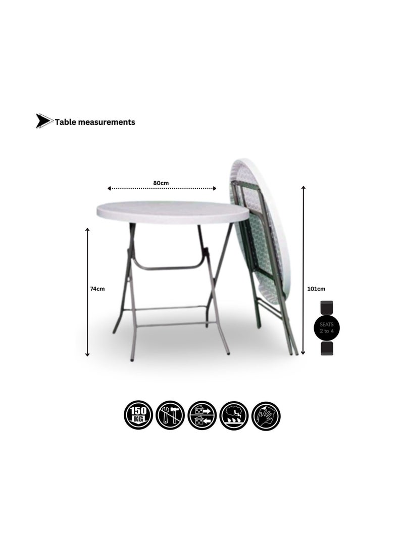 صن بوت كوميرس طقم أثاث قابل للطي مكون من 3 قطع - طاولة مستديرة 80 سم + كرسيين أزرق متعدد الاستخدامات - Image 2