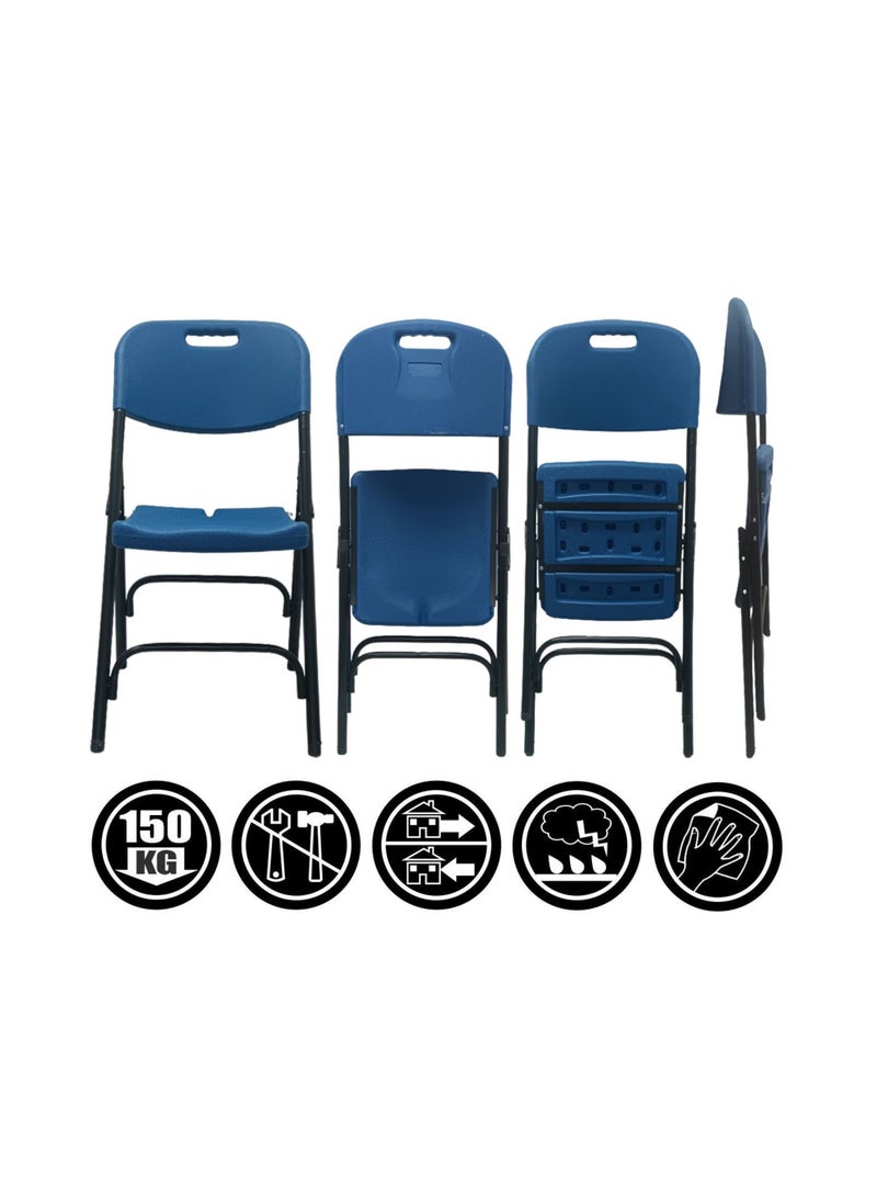 صن بوت كوميرس طقم أثاث قابل للطي مكون من 3 قطع - طاولة مستديرة 80 سم + كرسيين أزرق متعدد الاستخدامات - Image 4