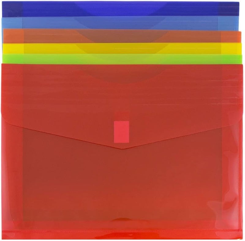 JAM Paper Plastic Expansion Envelopes with Hook & Loop Closure - Letter Booklet - 9 3/4 x 13 with 2 Inch Expansion - Assorted Colors - 6/Pack - Image 3