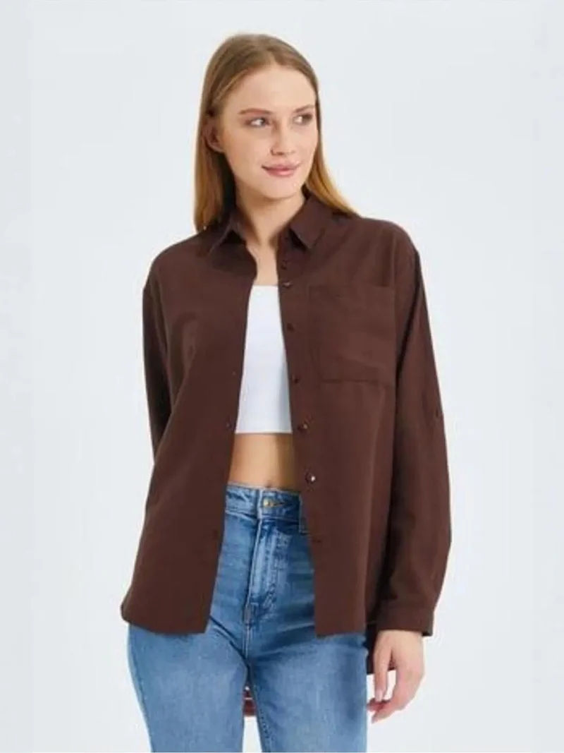 MixRay Mixray Long Sleeve Button-Up Shirt with Pocket