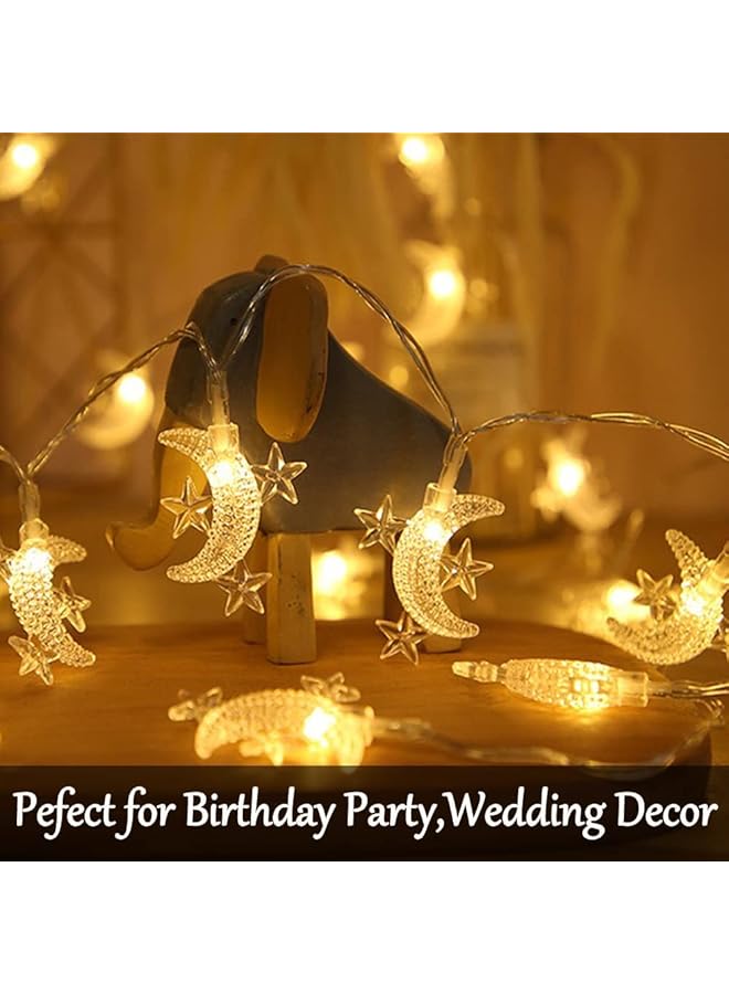 إيروريكس سلسلة أضواء القمر 40 ليد تعمل بالبطارية بطول 20 قدماً على شكل قمر صغير ونجوم لتزيين حديقة الفناء والحديقة وأضواء الحفلات والمهرجانات وديكور عيد الشكر - Image 3