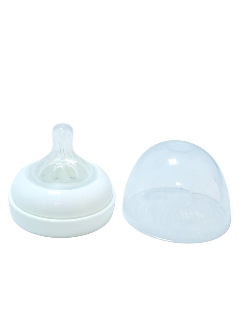 نوفي زجاجة رضاعة بلاستيكية واسعة العنق من نوفي، 3 أشهر فأكثر، 240 مل - واضح - Image 2